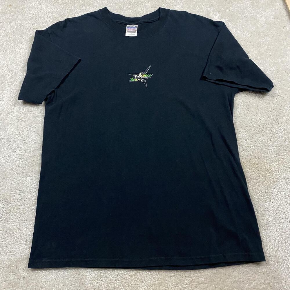 Y2K Mountain Dew Shirt Mens L Blue Dew Tour‎ Action Sports Skate Graphic Gildan